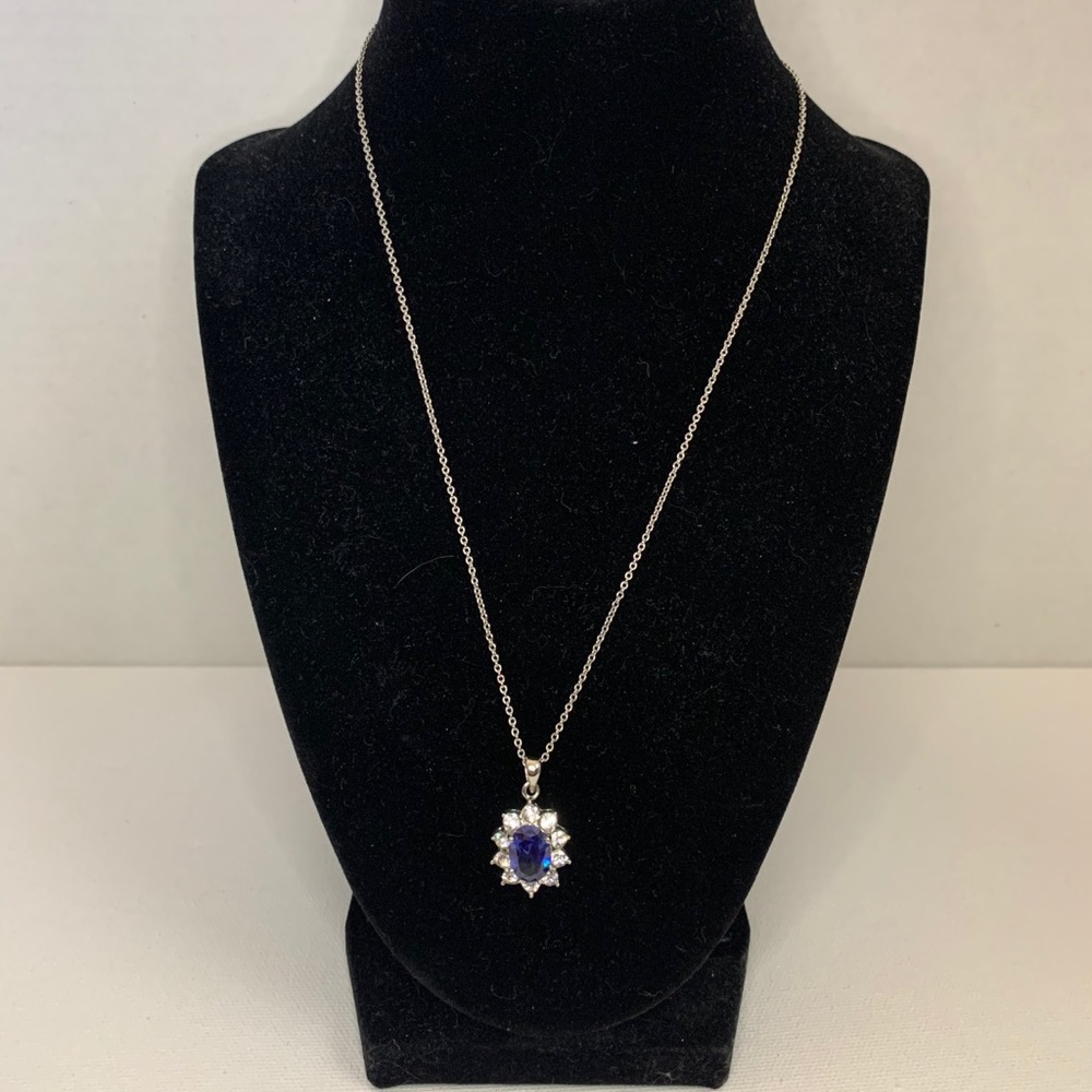 Purple Cubic Zirconia Pendent on Silver Chain